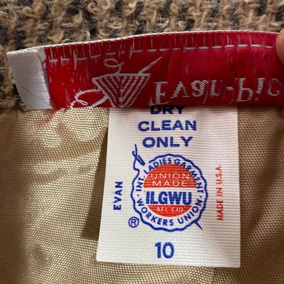 Evan Picone Vintage 70’s 100% Wool A-Line Tweed Skirt with Front Pleat Size 10 T - Picture 7 of 11
